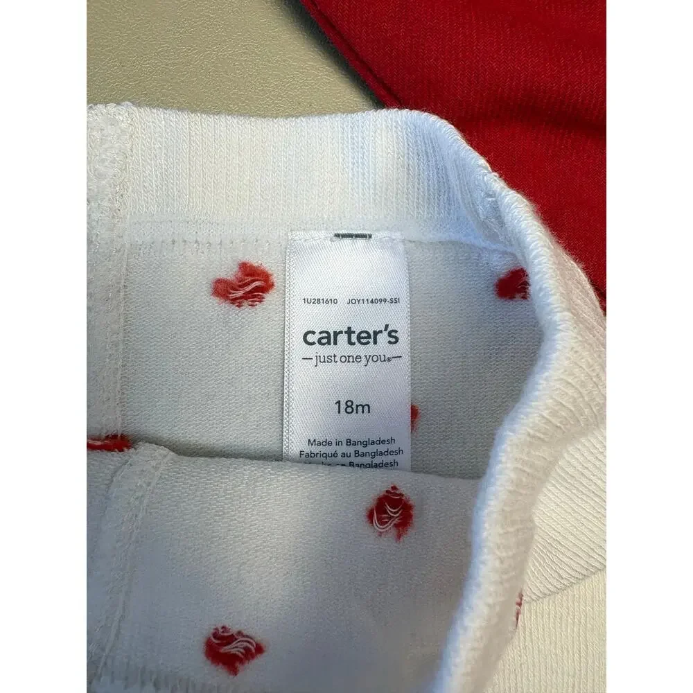 Baby Girl Carter’s Red Ruffle Bodysuit Tights Set 18M NWT Valentine Holiday